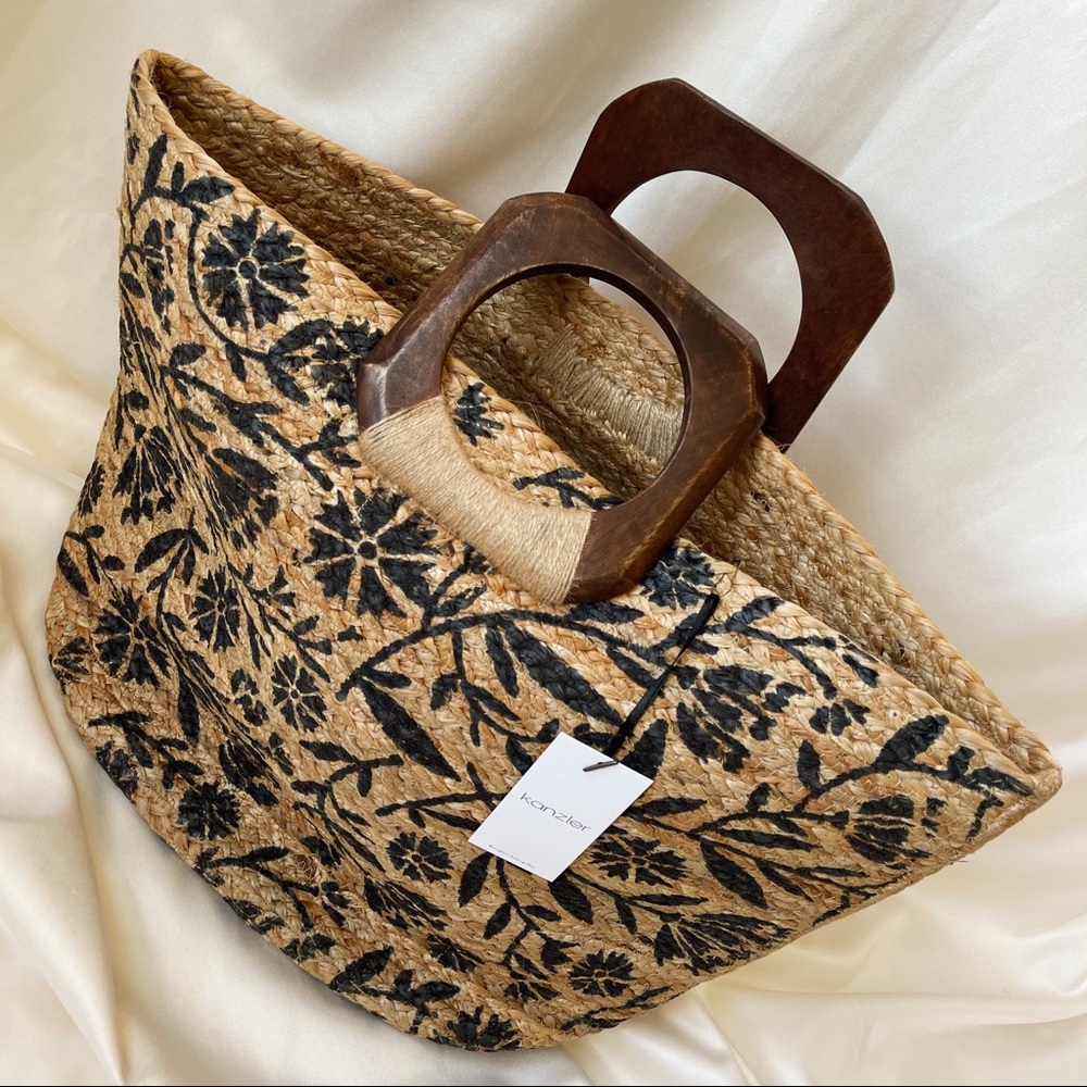 Summer French Basket Bag — Natural/Navy - Picture 4 of 11